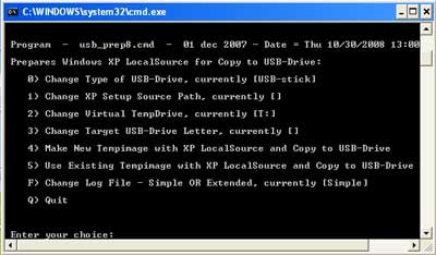 Cửa sổ Command line usb_prep8.cmd