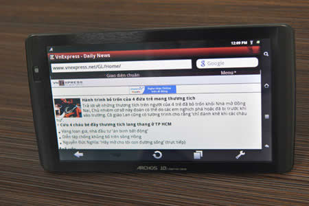 Archos 101 hỗ trợ Flash.